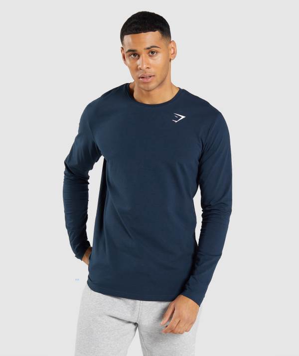 Panske Mikiny Gymshark Essential Long Sleeve Námornícka Modrá | XD4126897